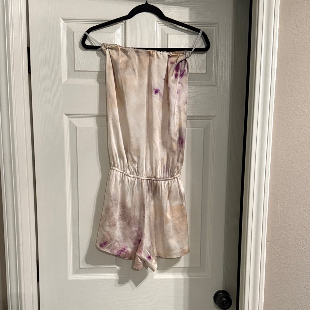 ALEXIE Silk Strapless Tie-Dye Romper-Sz M - Picture 2 of 4